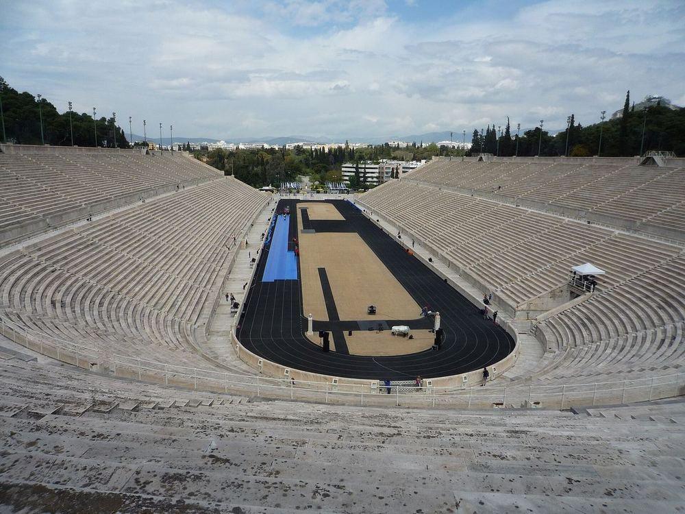 The all-marble horseshoe of the Panathenaic Stadium with the running track