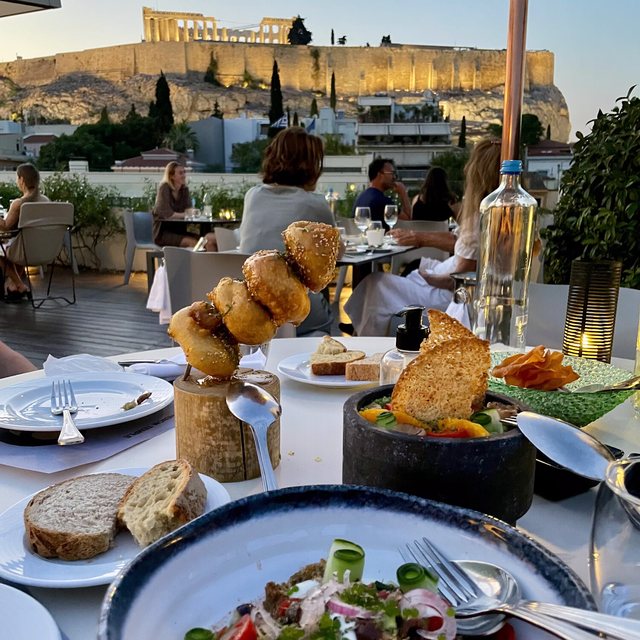 Dinner on a roof in Athens