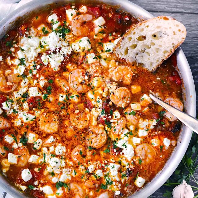 Shrimp saganaki